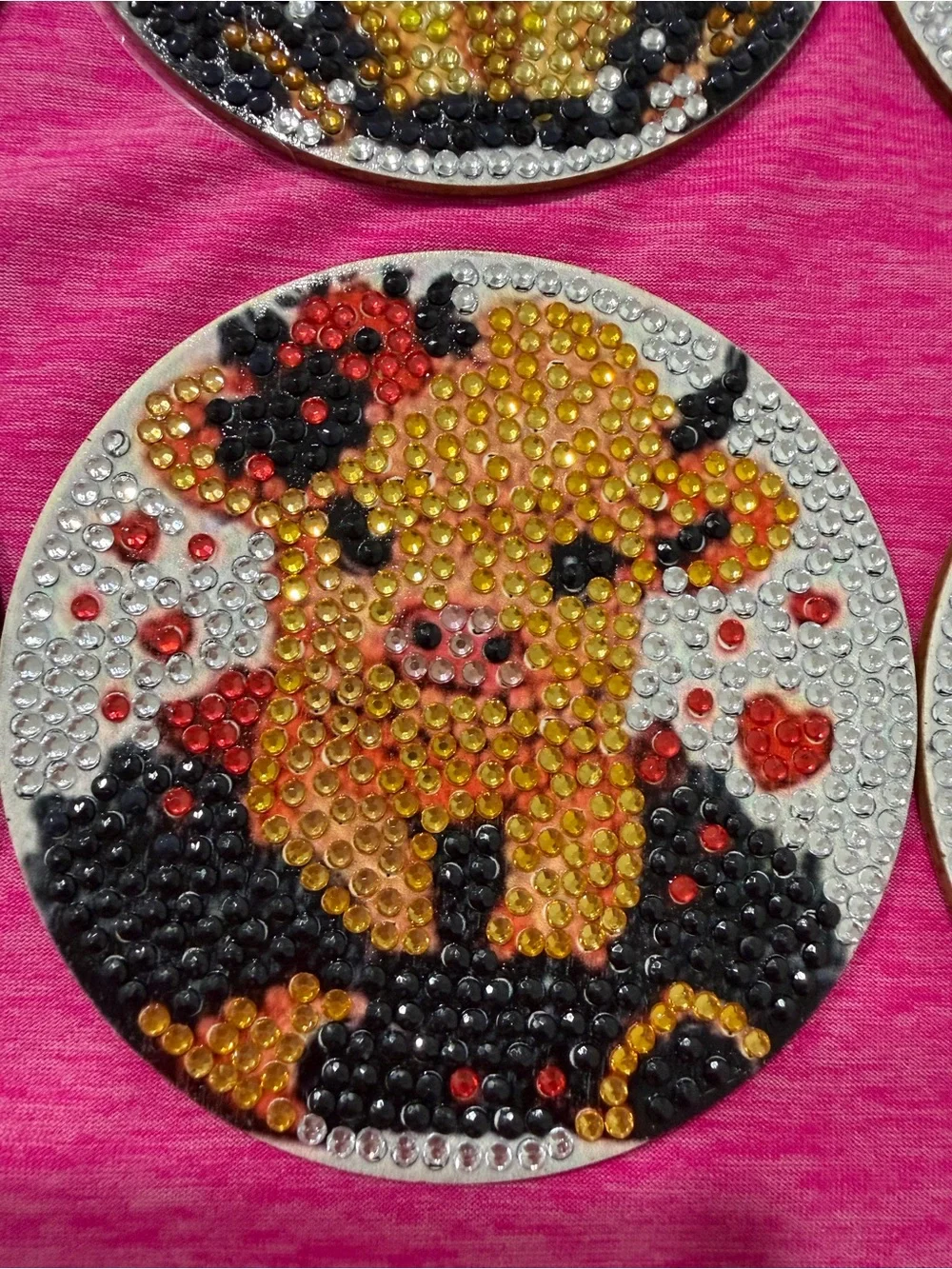 Rhinestone Puppy Decorative Serving Trivet - Pink Handmade coasters